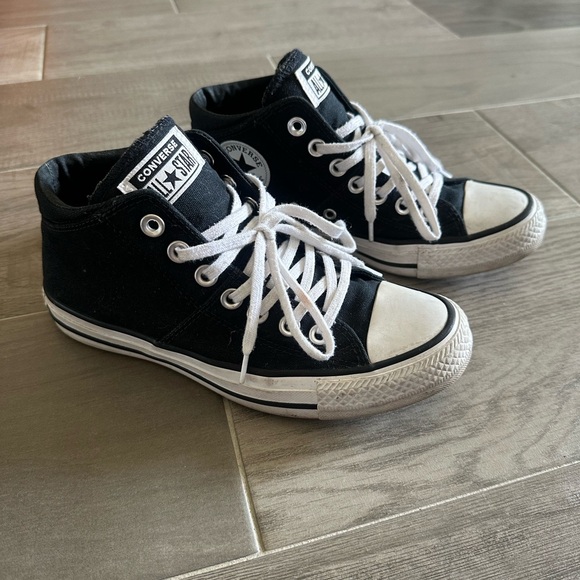 Converse Black and White Mid-Top Sneakers Size 6 - Picture 3 of 7